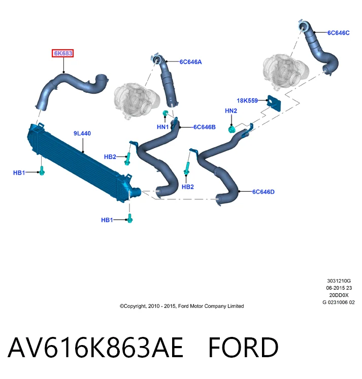 AV616K863AE Ford Патрубок интеркуллера