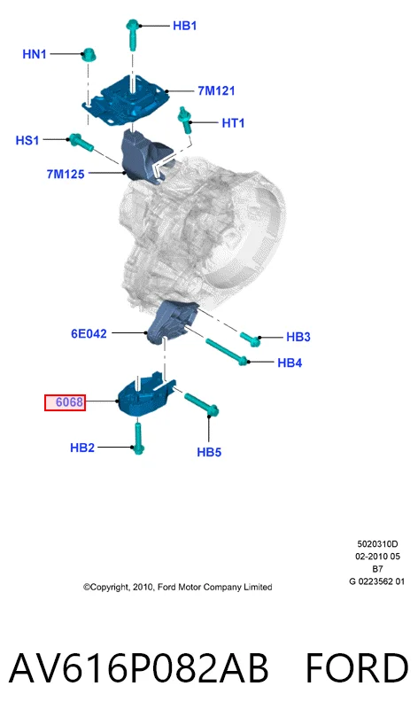 AV616P082AB Ford Задняя подушка двигателя