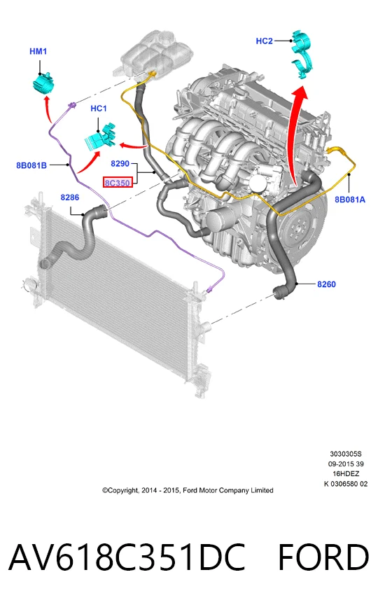 AV618C351DC Ford Шланг расширительного бачка нижний