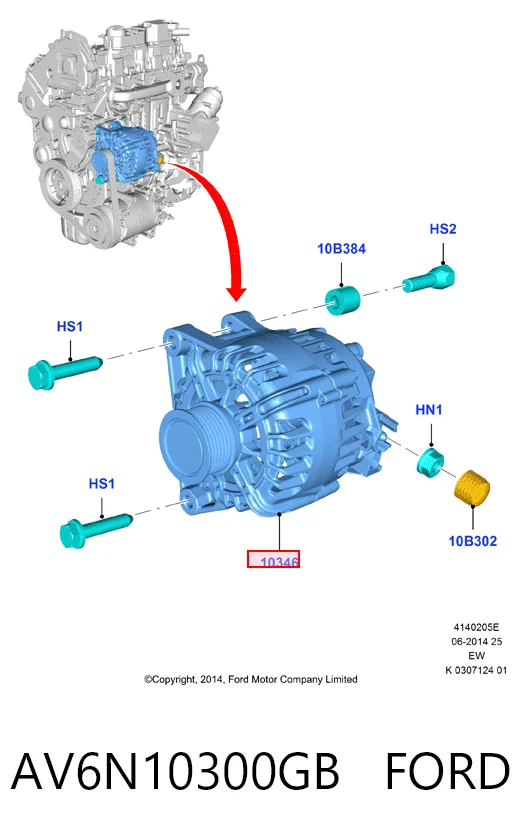 AV6N10300GB Ford Генератор автомобильный