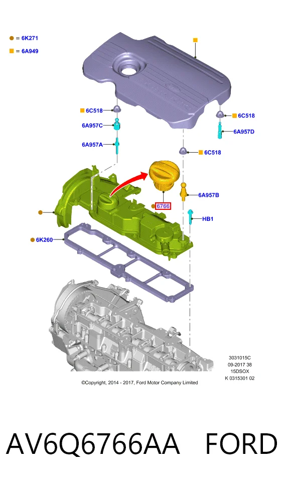 AV6Q6766AA Ford Крышка масляной горловины