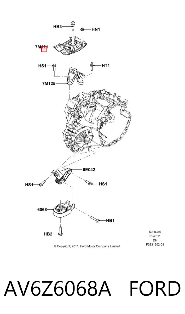AV6Z6068A Ford Подушка (опора) двигателя левая верхняя