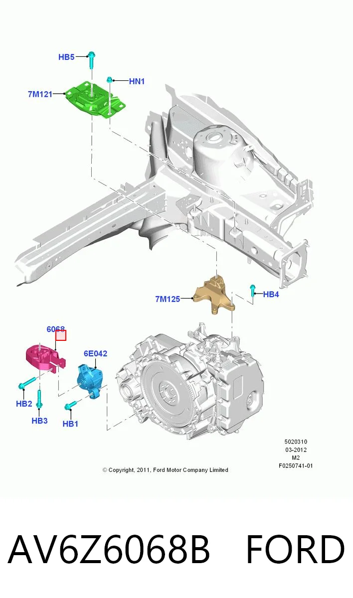 AV6Z6068B Ford Задняя подушка двигателя
