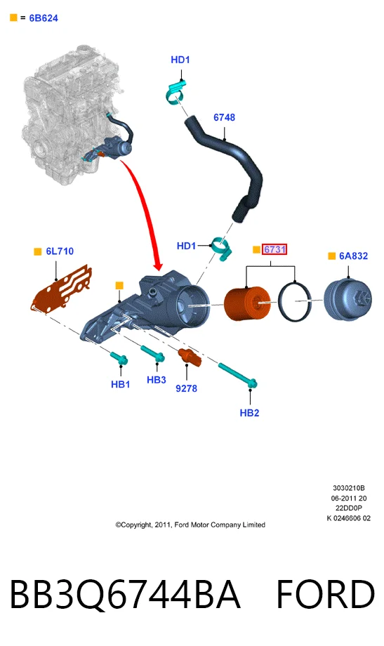 BB3Q6744BA Ford Масляный фильтр двигателя