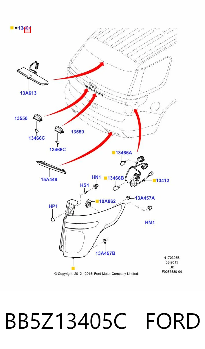 BB5Z13405C Ford Задний левый стоп