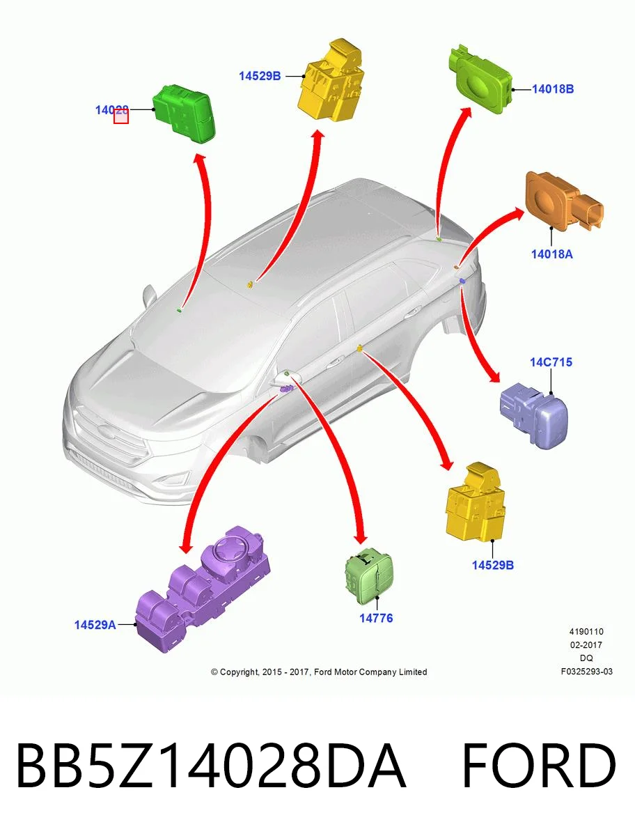 BB5Z14028DA Ford Выключатель центрального замка