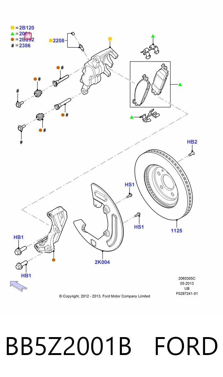 BB5Z2001B Ford Колодки передние