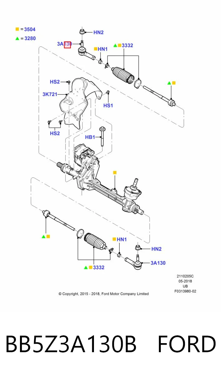 BB5Z3A130B Ford Наружный наконечник рулевой тяги