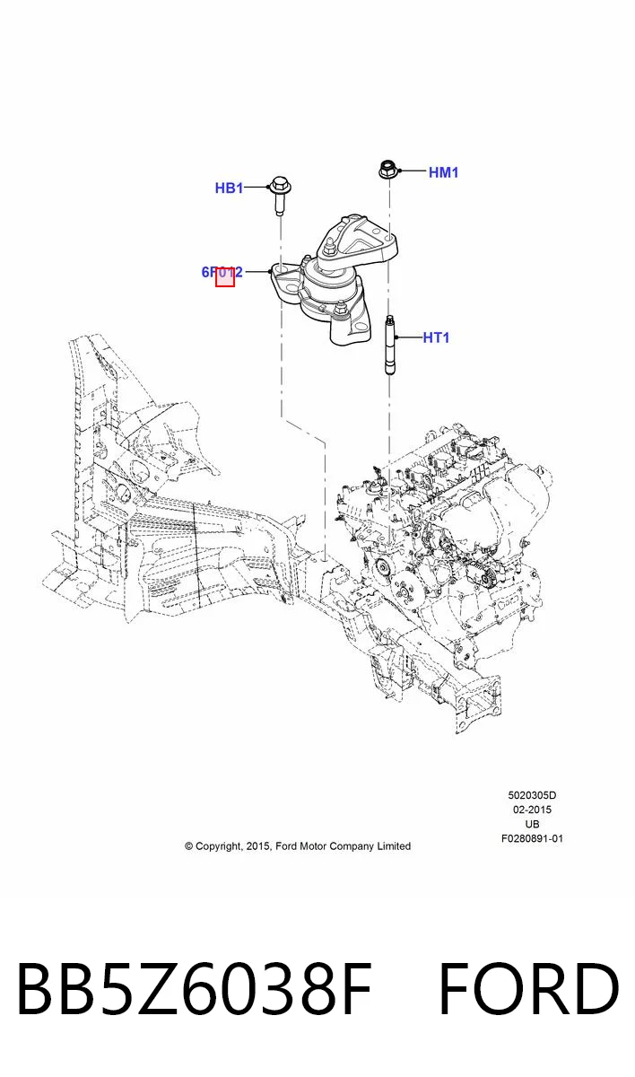 BB5Z6038F Ford Правая подушка двигателя