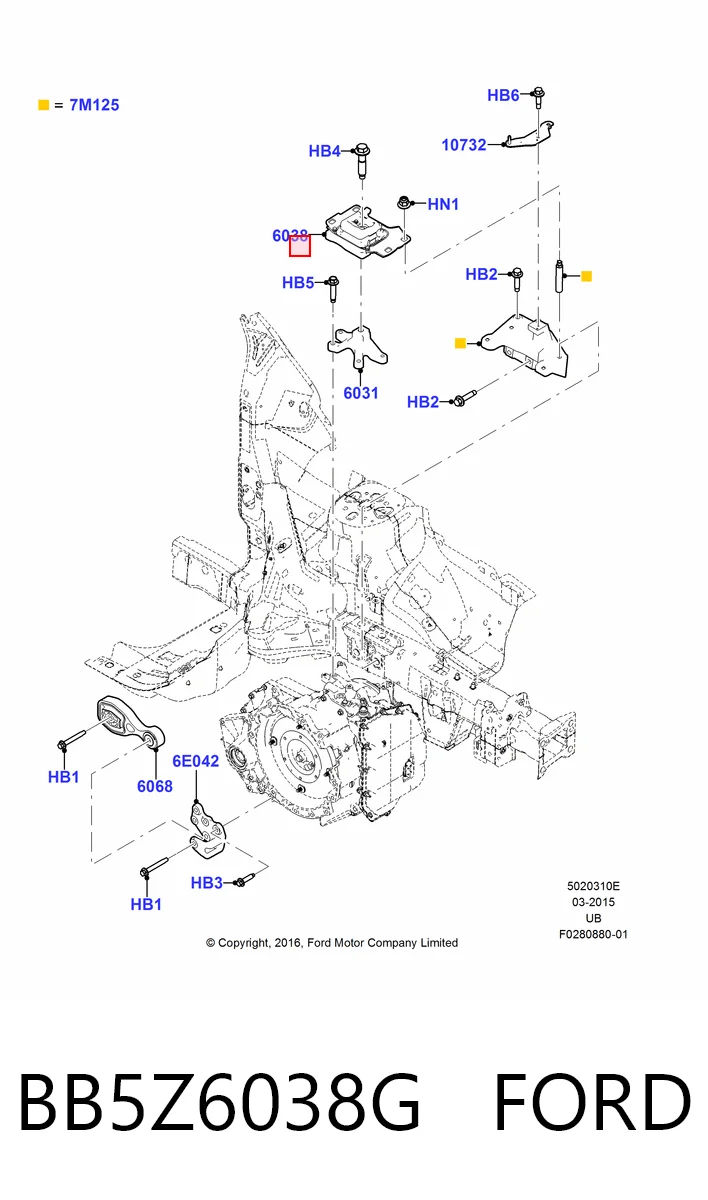 BB5Z6038G Ford Задняя опора трансмиссии
