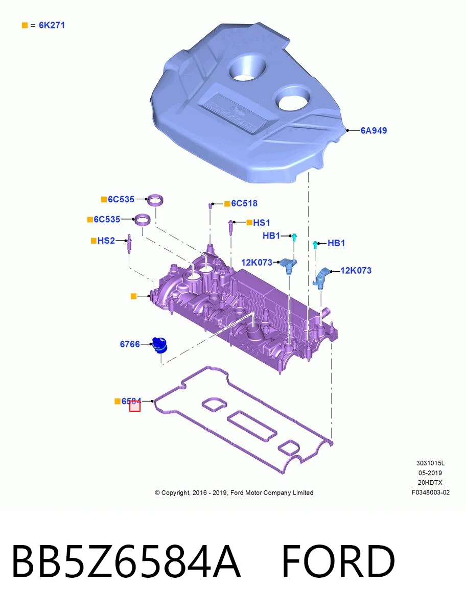 BB5Z6584A Ford Прокладка крышки клапана