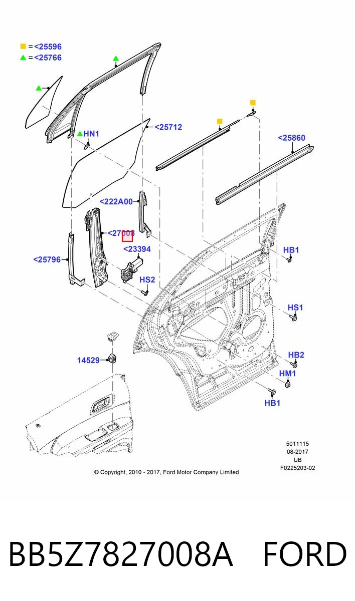 BB5Z7827008A Ford  Механизм стеклоподъемника правой задней двери
