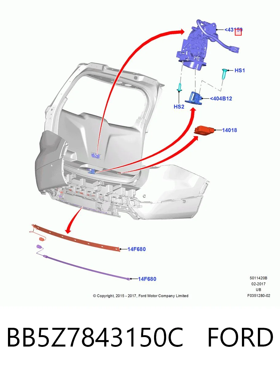 BB5Z7843150C Ford Замок пятой двери
