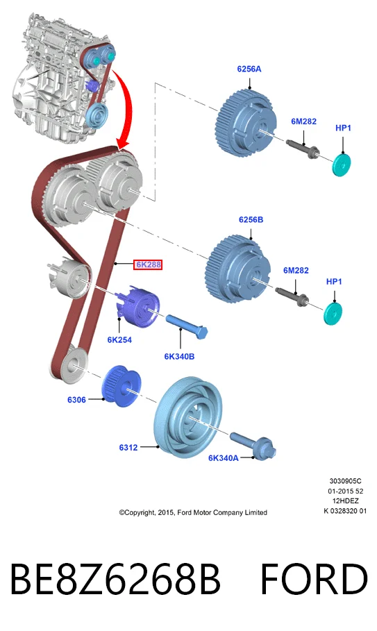 BE8Z6268B Ford Ремень двигателя