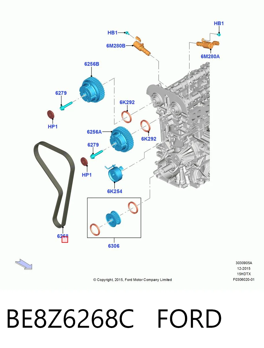 BE8Z6268C Ford Ремень двигателя