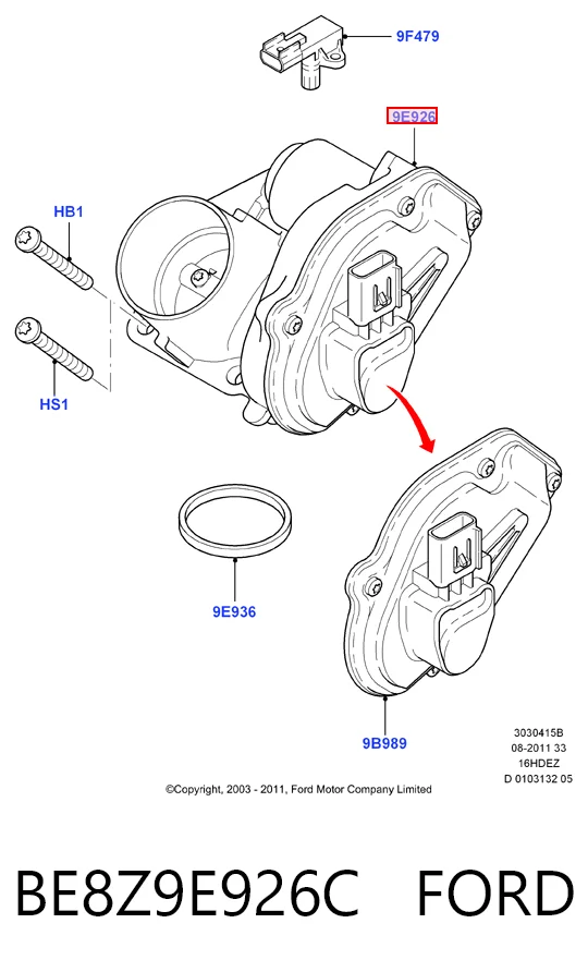 BE8Z9E926C Ford Дроссельная заслонка