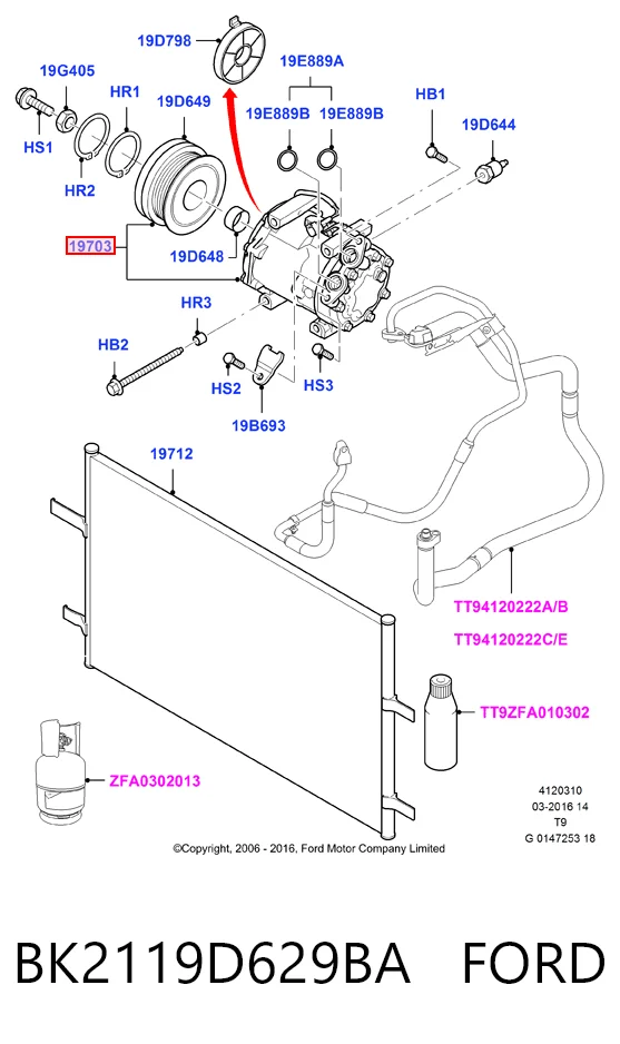 BK2119D629BA Ford Компрессор хладагента