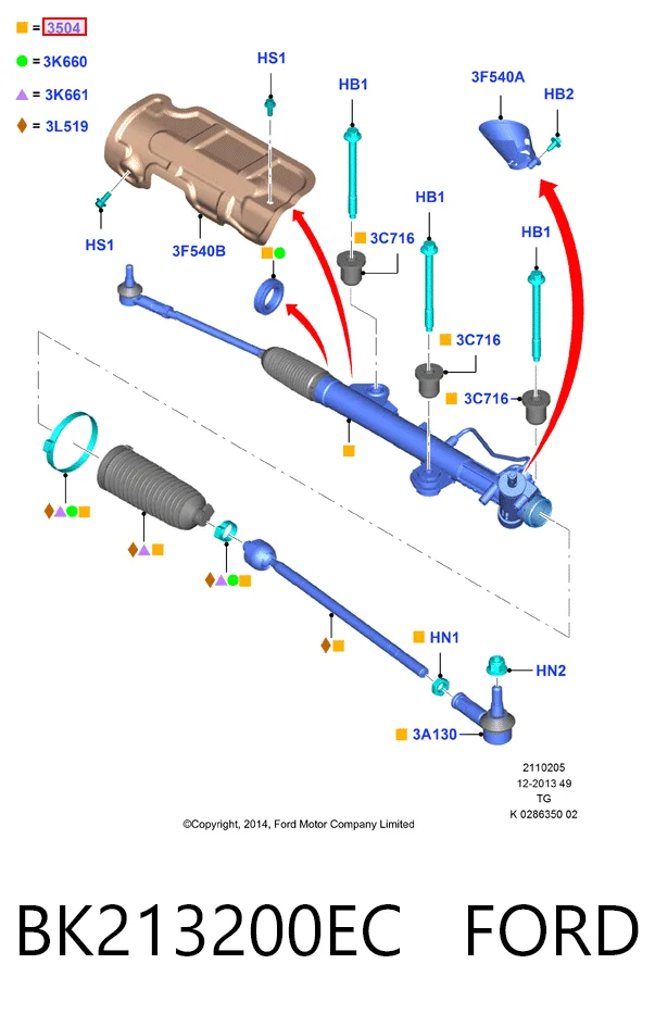 BK213200EC Ford Управление рулевое в сборе