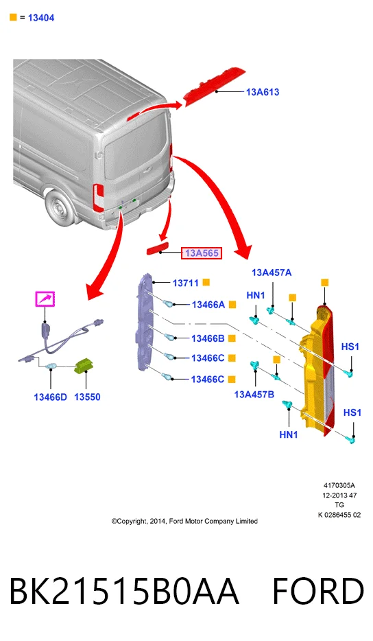 BK21515B0AA Ford Правый катафот бампера