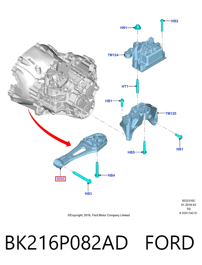 BK216P082AD Ford Задняя подушка двигателя