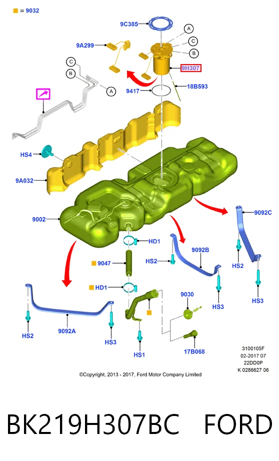 BK219H307BC Ford Электробензонасос
