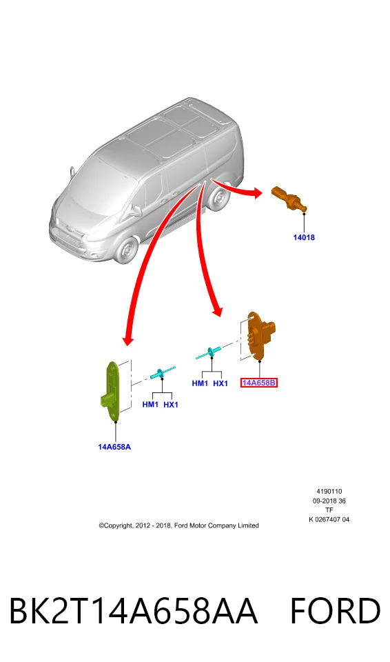 Купить BK2T14A658AB Ford Датчик закрывания дверей (концевой выключатель), на сдвижной двери