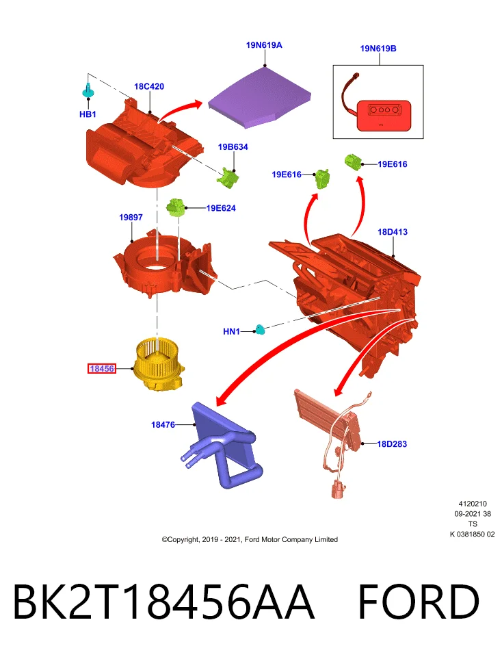 BK2T18456AA Ford Электромотор печки