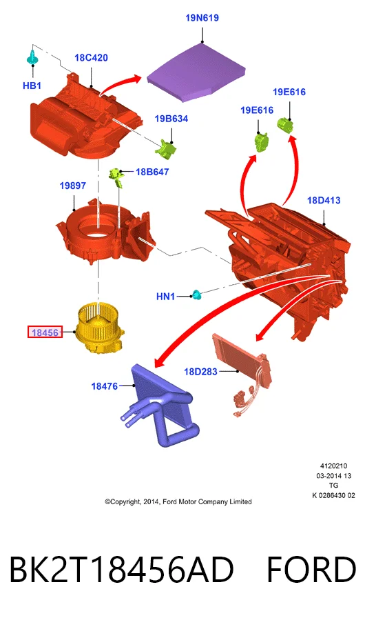 BK2T18456AD Ford Электромотор печки