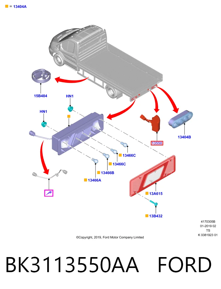 BK3113550AA Ford Фонарь освещения номера