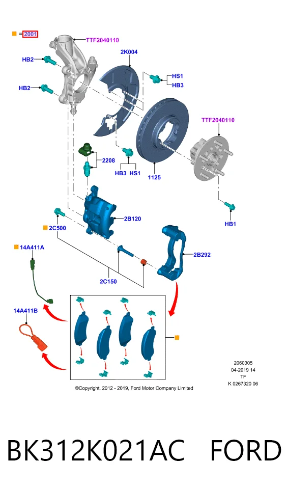 BK312K021AC Ford Колодки передние