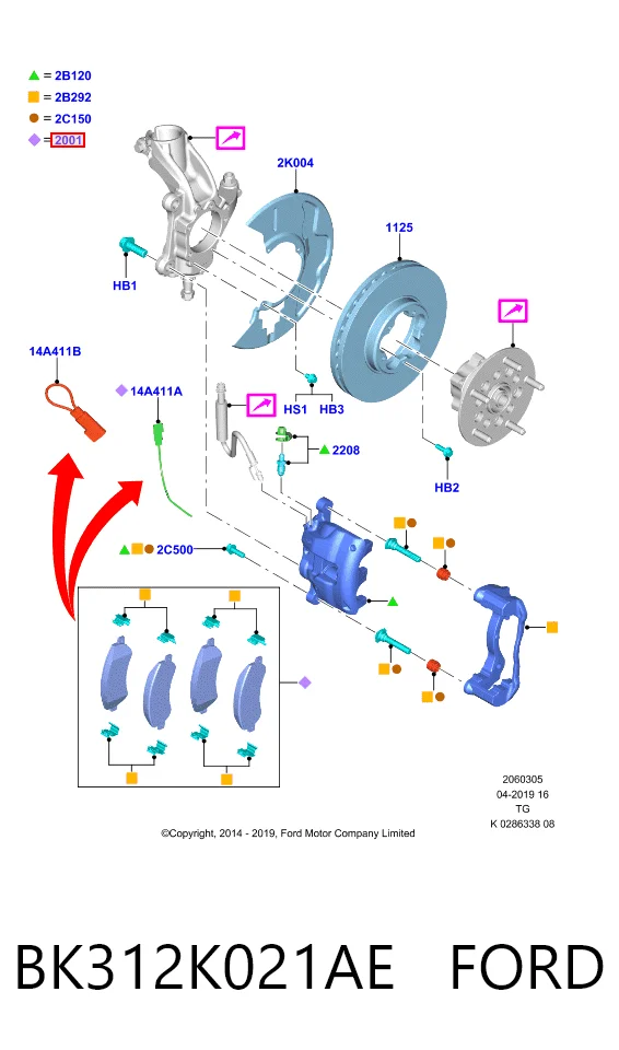BK312K021AE Ford Колодки передние