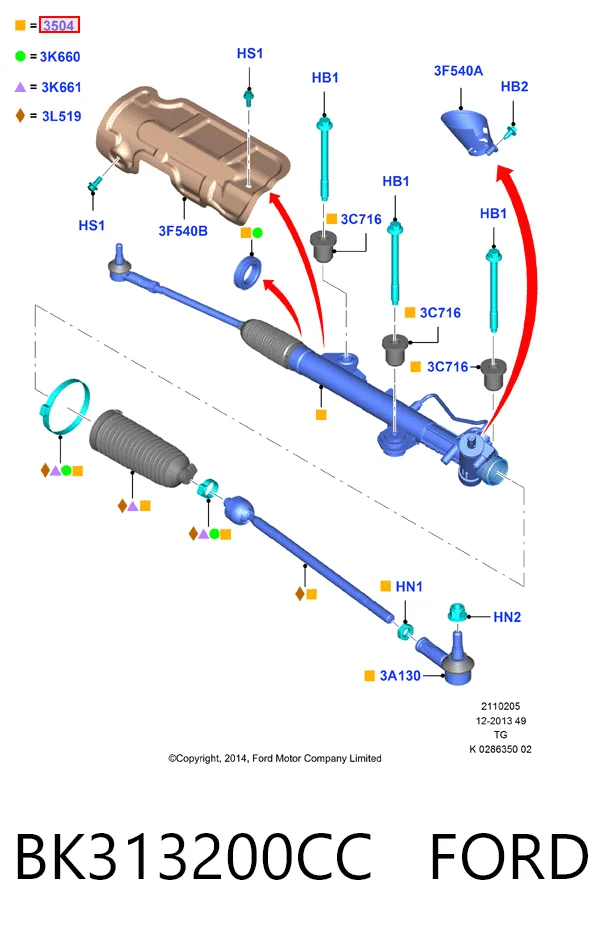 BK313200CC Ford Управление рулевое в сборе