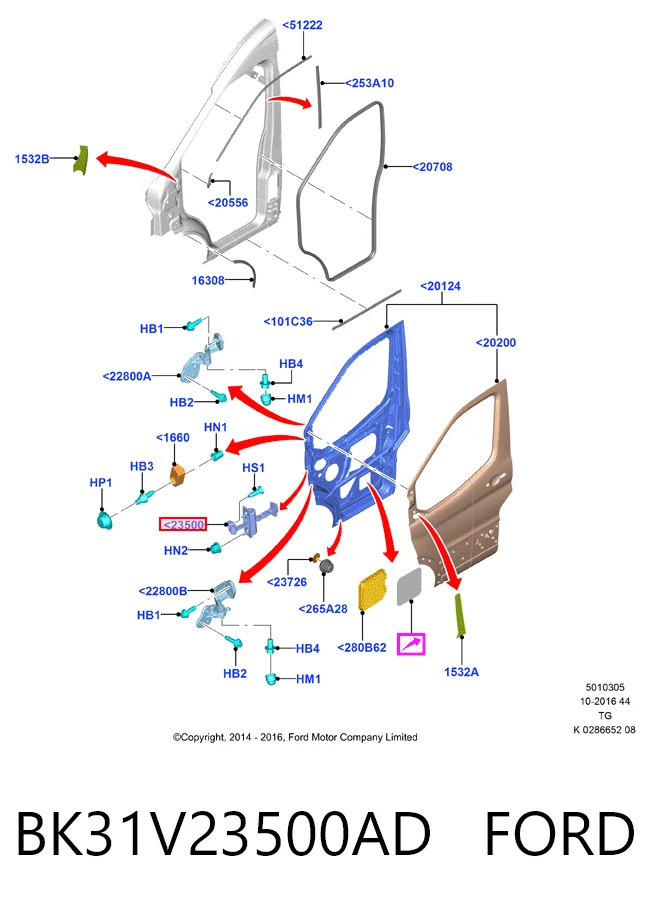 BK31V23500AD Ford Ограничитель открывания двери