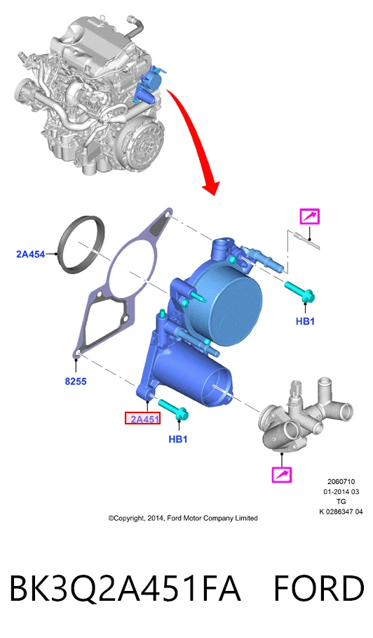 BK3Q2A451FA Ford Механический вакуумный насос
