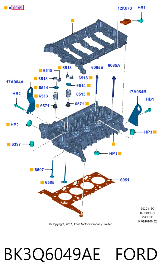 BK3Q6049AE Ford Головка блока цилиндров