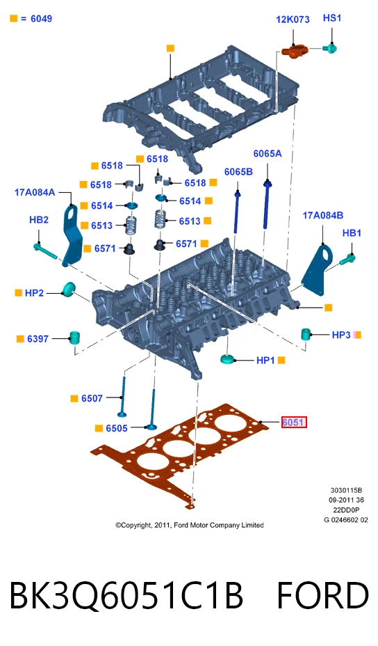 Прокладка головки блока на Ford Transit VII V363