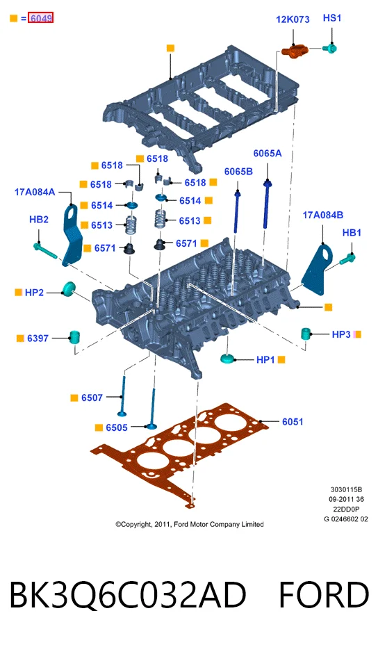 BK3Q6C032AD Ford Головка блока цилиндров