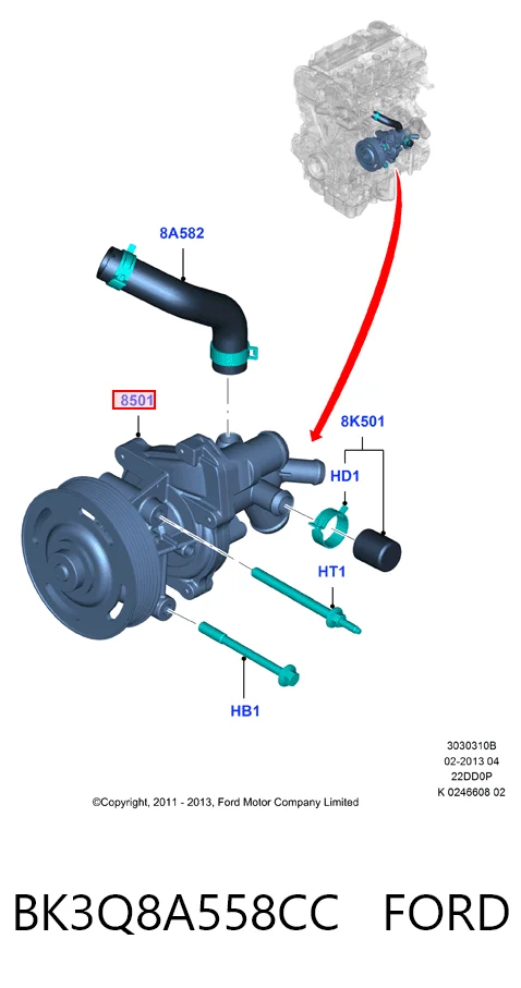 BK3Q8A558CC Ford Насос водяной