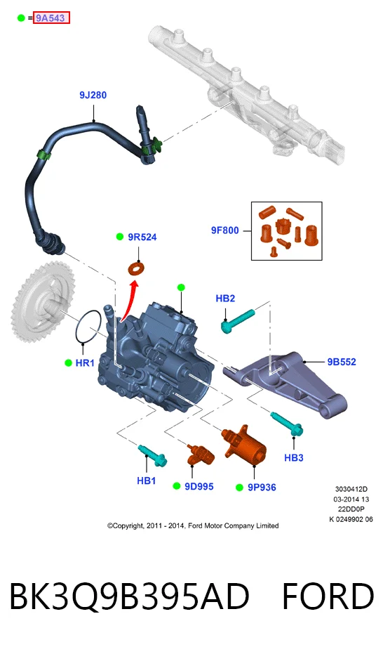 BK3Q9B395AD Ford Насос топливный высокого давления (ТНВД)