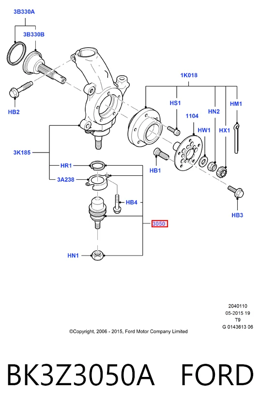 BK3Z3050A Ford Палец шаровой нижний