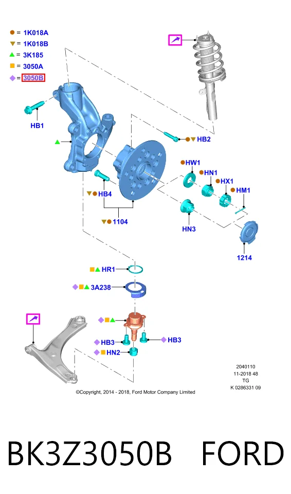 BK3Z3050B Ford Палец шаровой нижний