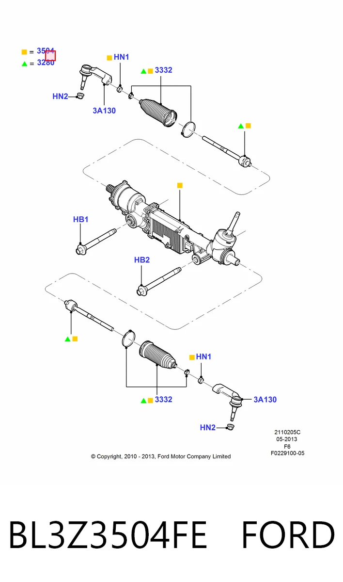 BL3Z3504FE Ford Управление рулевое в сборе