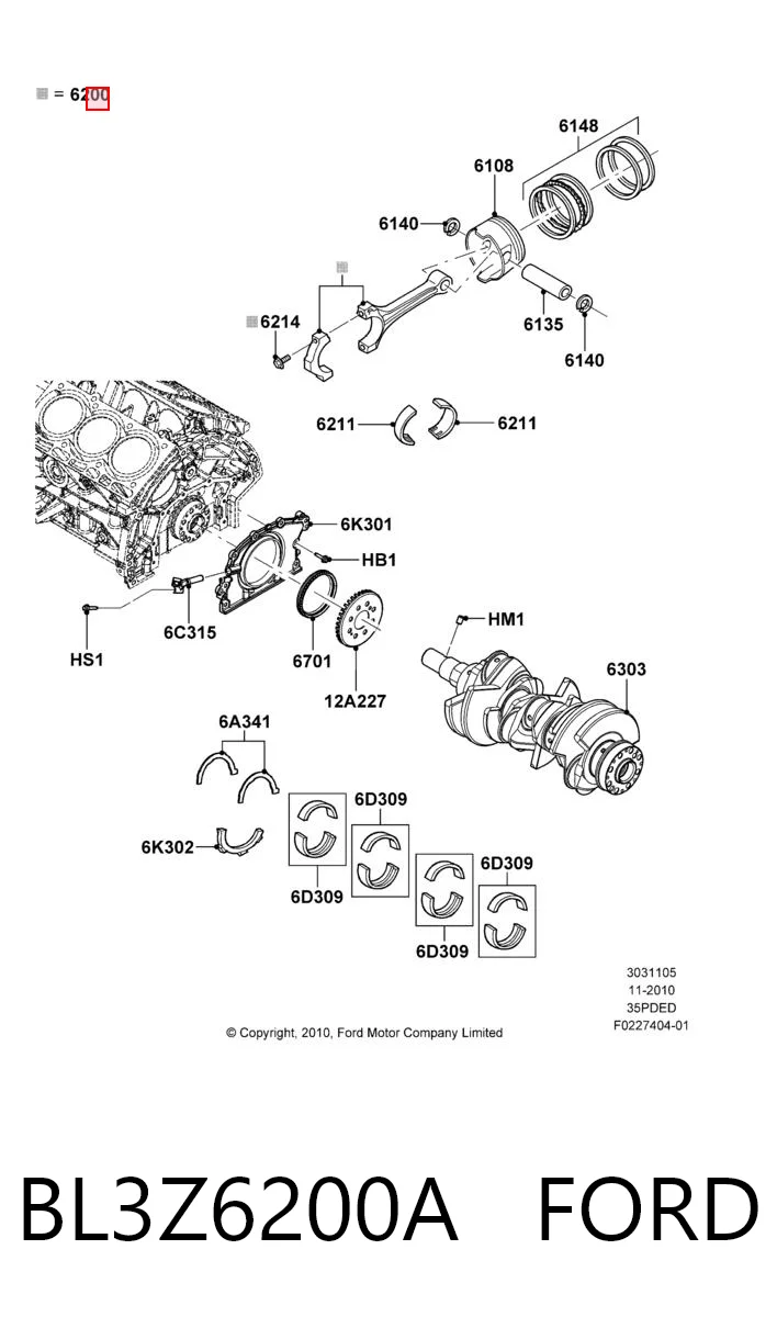 BL3Z6200A Ford Шатун двигателя