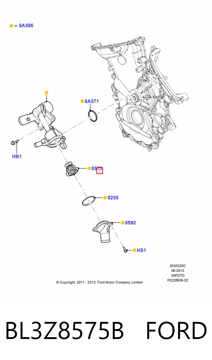BL3Z8575B Ford Авто термостат