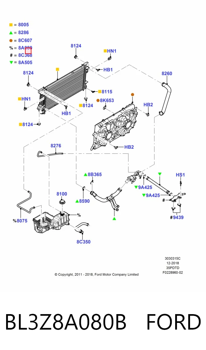 BL3Z8A080B Ford Корпус воздушного фильтра, нижняя часть
