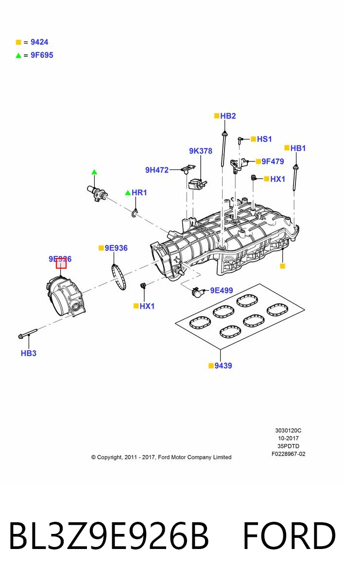 BL3Z9E926B Ford Дроссельная заслонка