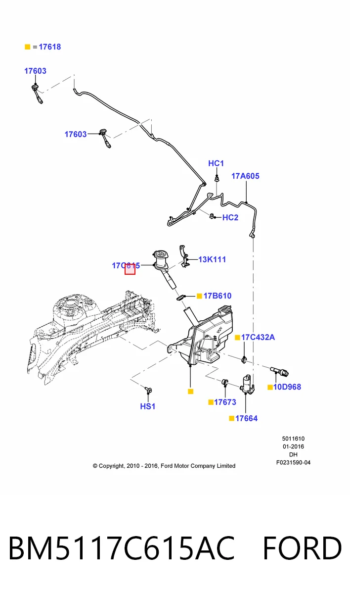 BM5117C615AC Ford Горловина бачка омывателя