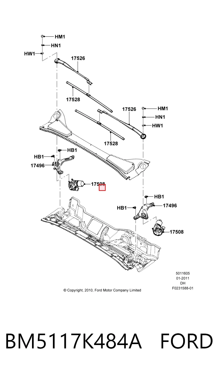 Мотор стеклоочистителя передний на Ford Focus III CB8