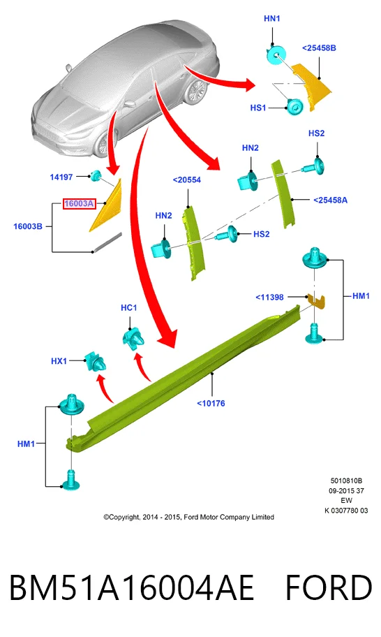 Накладка стойки кузова внешняя, передняя правая Hmpx HMPBM51A16004AF