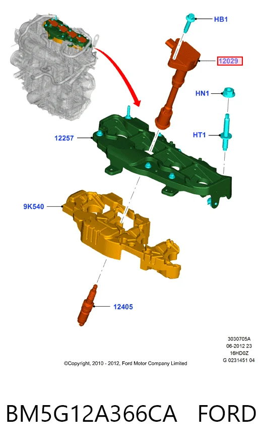 BM5G12A366CA Ford Катушка зажигания